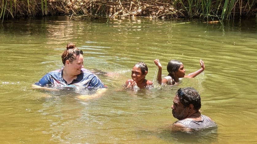 Edward Walden swims in the Gregory River near Doomadgee, thought to have healing properties.